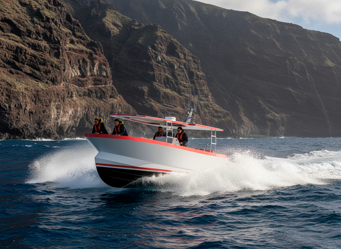 Embarcación de 12 m para parasailing en Tenerife, Puerto de Los Cristianos